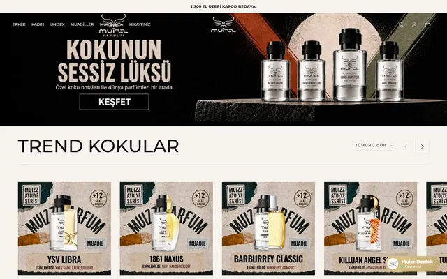Muizz Parfüm e-ticaret sitesi