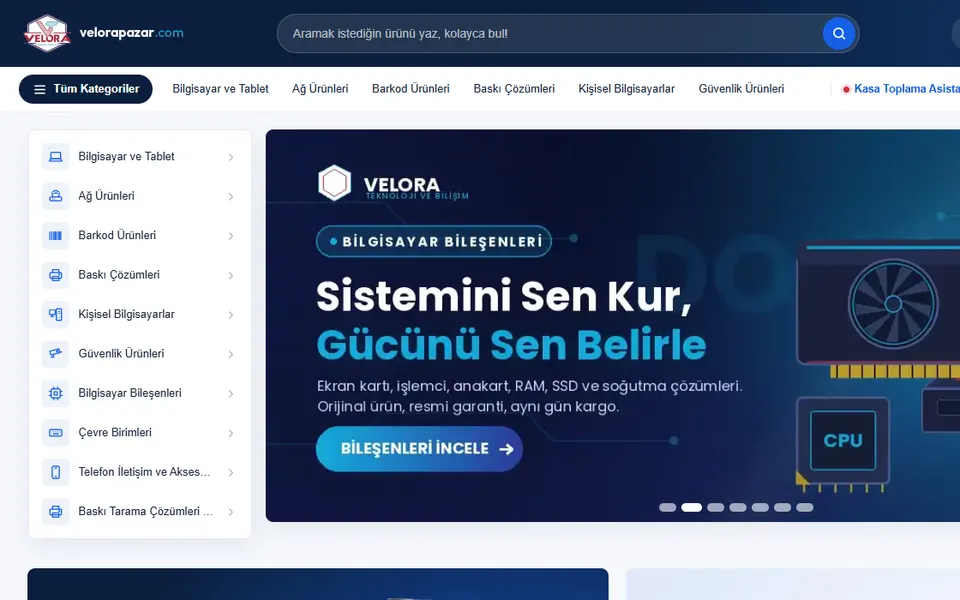 Velora Pazar sitesi ana sayfası